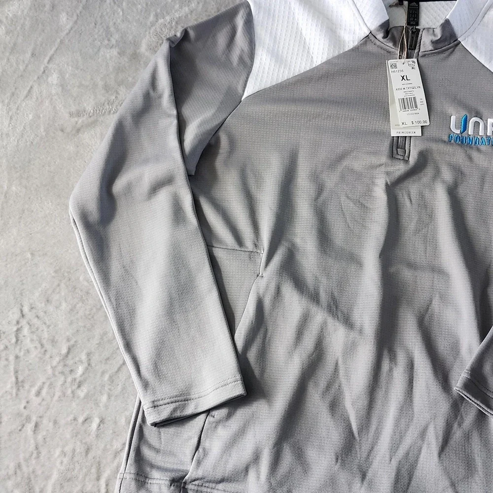 NWT! A532 | Adidas Men's Textured Mixed Media 1/4‎ Zip Pullover UNFI Foundation